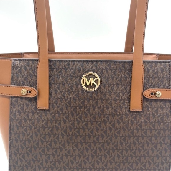 Michael Kors Carmen Large Tote Bag& Trifold Wallet Brown - Picture 12 of 13